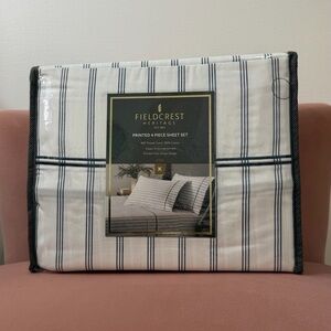 Fieldcrest Heritage Striped Sheet Set - White and Navy Blue